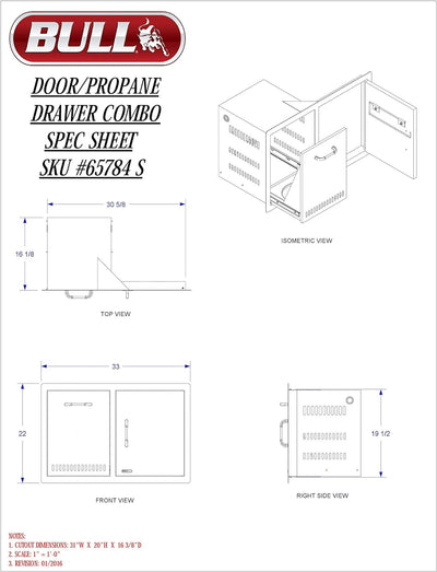 Bull Outdoor Products 65784 Door/Propane Drawer Combo, Stainless Steel