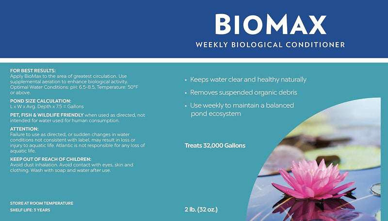 Atlantic Water Gardens Bio max WTBM2 Weekly Biological Conditioner, 2 lb. Dry Bacteria