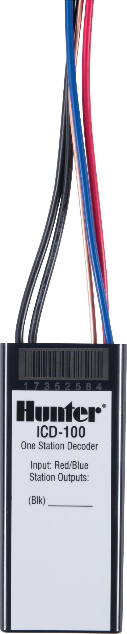 Hunter Industries Sprinkler ICD100 Single-Station Decoder with Surge Suppression and Ground Wire