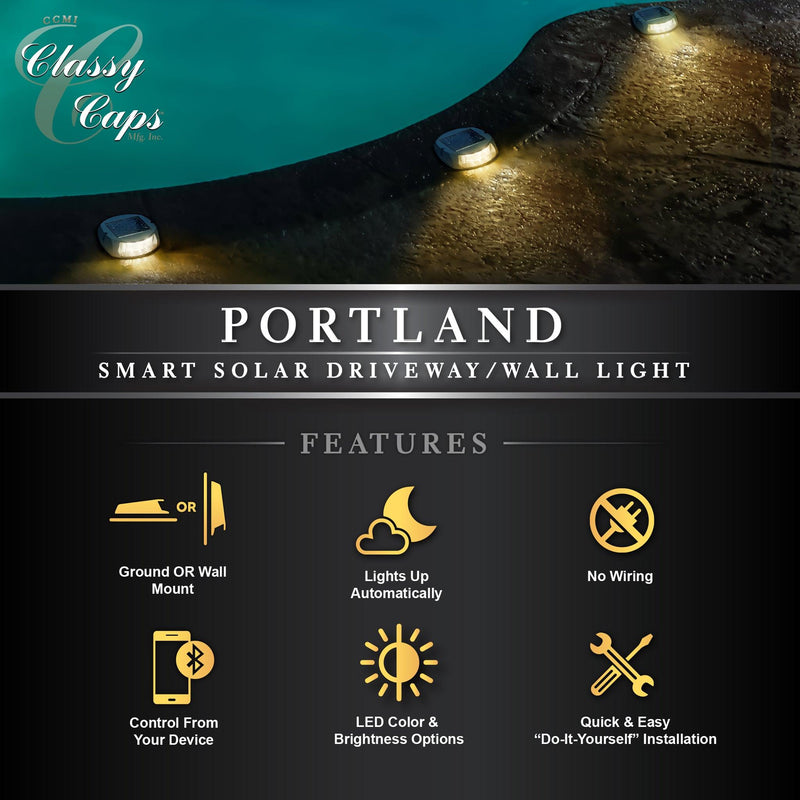 Classy Caps - PRT25S - Portland Smart Solar Driveway/Wall Light - Gray