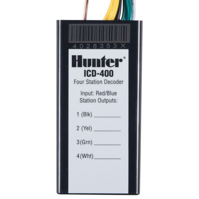 Hunter Industries Sprinkler ICD400 4-Station Decoder with Surge Suppression and Ground Wire
